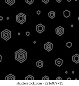 Vector. La textura del hexágono de contorno. Patrón monocromo, blanco y negro, geométrico gris sin soldadura. Fondo abstracto mosaico. Textura de polígono geométrico dibujada a mano extendida de forma exagerada.