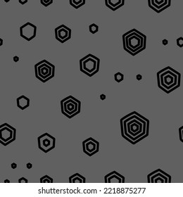 Vektorgrafik. Die Struktur des Kontur-Hexagon. Einfarbiges, schwarz-weißes, graues geometrisches, nahtloses Muster. Mosaik abstrakter Hintergrund. Sechskantreifen, handgezeichnet, geometrische Polygonstruktur.