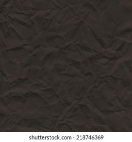 Vector texture of crumpled paper. Background paper.  Textured wallpaper. Color - black, dark brown. Use for antique, retro, vintage, old, rustic style too. Eps 10 vector file. 