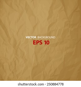 Vector texture of crumpled paper brown. Background paper. Textured wallpaper. Use for antique, retro, vintage, old, rustic style too. Eps 10 vector file.