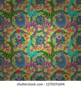 Vector texture daisy flowers detail. Fabric gray, blue and green seamless pattern with flowers.