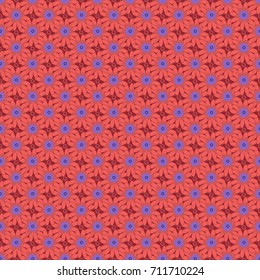 Vector texture daisy flowers detail. Fabric violet, red and pink seamless pattern with flowers.