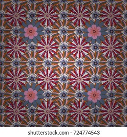 Vector texture daisy flowers detail. Fabric gray, white and pink seamless pattern with flowers.