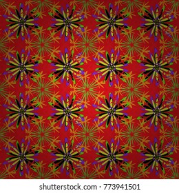 Vector texture daisy flowers detail. Fabric neutral, orange and green seamless pattern with flowers.