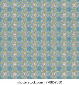 Vector texture daisy flowers detail. Fabric beige, red and blue seamless pattern with flowers.