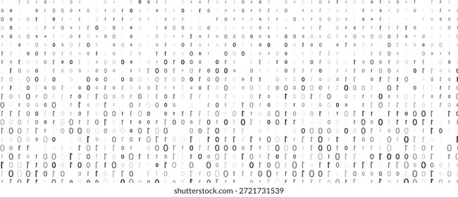 Textura de Vector de diferentes tamaños y tonos de números grises 0 y 1 componiendo código binario