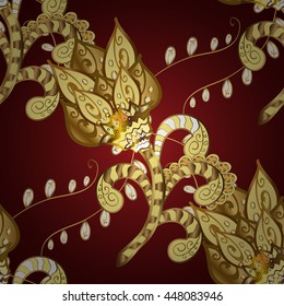 vector texture with doodles flowers on red background