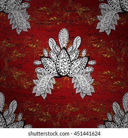 vector texture with doodles flowers on red background
