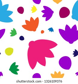 vector texture with elements of flowers and petals of different colors and shapes