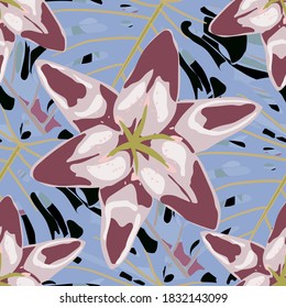 Textura vectorial con flores exóticas. Patrón de jungla para su diseño. Patrón sin foco con hojas y flores tropicales. Fondo colorido con flores y hojas. Flores y hojas de selva tropical.