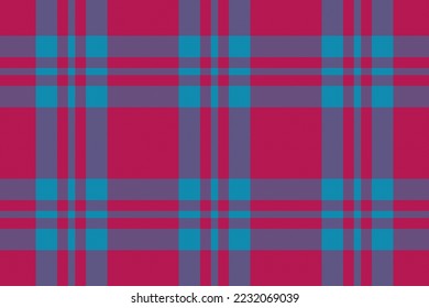 Vector texture fabric. Check seamless plaid. Background tartan pattern textile in red and blue colors.