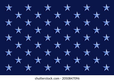 Vector texture. Fifty silver stars on a blue background.