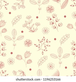 Vector texture with flowers and plants. Floral ornament. Original flowers pattern/