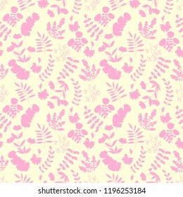 Vector texture with flowers and plants. Floral ornament. Original flowers pattern