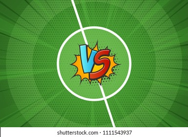 Vector texture of the football field vs for soccer championship background. Versus battle template vector illustration