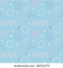 Vector texture of geometric colorful shapes. Geometric figures pattern in modern hipster style. Nice abstract background with geometrical figures in flat style and pastel colors.