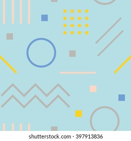 Vector texture of geometric colorful shapes. Geometric figures pattern in modern hipster style. Nice abstract background with geometrical figures in flat style and pastel colors.