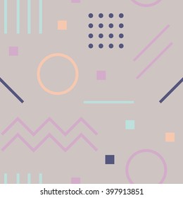 Vector texture of geometric colorful shapes. Geometric figures pattern in modern hipster style. Nice abstract background with geometrical figures in flat style and pastel colors.