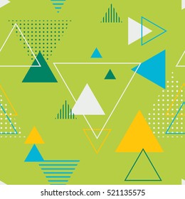 Vector texture of geometric colorful shapes. Geometric figures pattern in modern hipster style. Nice abstract background with Triangles in flat style.