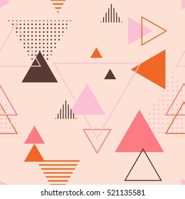 Vector texture of geometric colorful shapes. Geometric figures pattern in modern hipster style. Nice abstract background with Triangles in flat style.