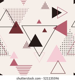 Vector texture of geometric colorful shapes. Geometric figures pattern in modern hipster style. Nice abstract background with Triangles in flat style.