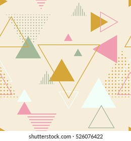 Vector texture of geometric colorful shapes. Geometric figures pattern in modern hipster style. Nice abstract background with Triangles in flat style.