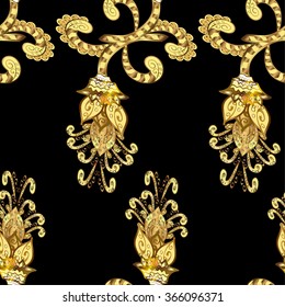 vector texture with golden elements on black background