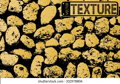 Vector texture of golden stone coquina wall in cement. Vector illustration