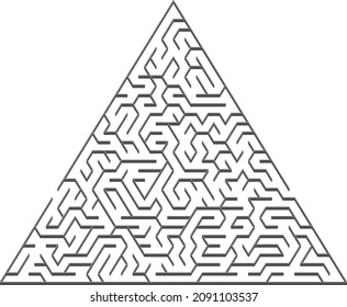 Vector texture with a gray triangular 3D maze, game. Abstract illustration with maze on a white background. Concept for pazzle, labyrinth books, magazines.