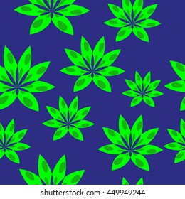 vector texture green flowers on a blue background
