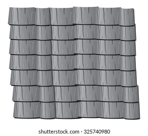 Vector texture illustration of grey  clay roof tiles, slate.