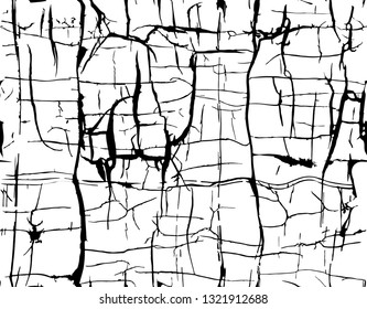 Vector texture with many cracks and scratches. Crackle.
