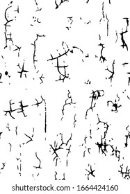 Vector texture with many cracks and scratches. Crackle.