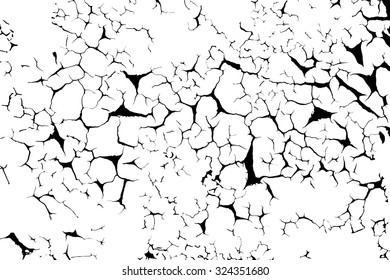 Vector texture with many cracks and scratches. Crackle.