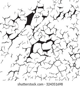 Vector texture with many cracks and scratches. Crackle.