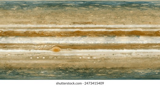 Vector texture map of the spherical surface of the planet Jupiter. Map of the planet Jupiter.