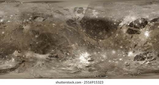 Vector texture map of the spherical surface of Jupiter's moon Ganymede. A texture map of Ganymede.