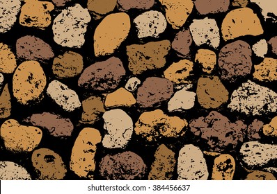 Vector texture of multicolored stone coquina wall in cement. Vector illustration