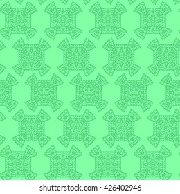 Vector Texture on Green. Element for Design. Ornamental Backdrop. Pattern Fill. Ornate Floral Decor for Wallpaper. Traditional Decor on Background