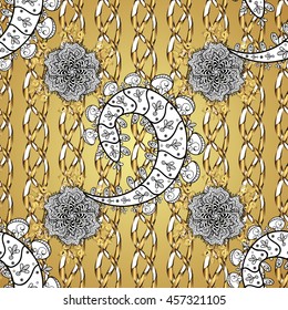 vector texture on light yellow background with white floral doodles