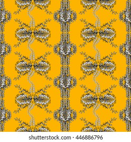 vector texture on yellow background with white floral doodles