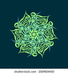 La textura vectorial de la forma adorno flor del contorno, elemento de las artes decorativas abstractas del tatuaje. 