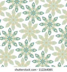 Vector texture with ornamental rosettes - snowflakes on white background