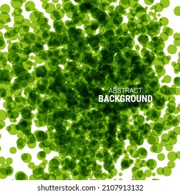 Vector texture from overlapping green circles. Pattern of chaotic dots. Mold or bacterial colony. 