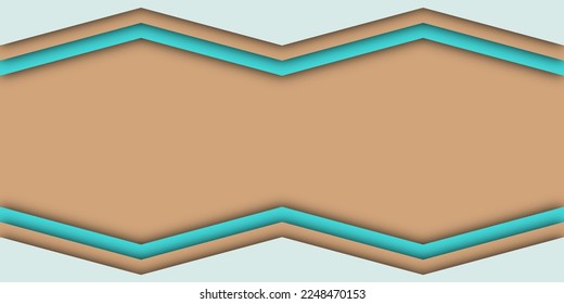 Vector texture poster banner geometric paper cut design wallpaper background. Green and brown zigzag stripes shapes.