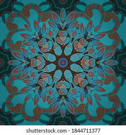Vector texture for prints, fabric, wallpapers, textile. Embroidery floral seamless pattern. Colorful grunge flourish abstract background with coloblue, green and pink flowers.
