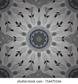 Vector texture for prints, fabric, wallpapers, textile. Embroidery floral seamless pattern. Colorful grunge flourish abstract background with cologray, neutral and white flowers.
