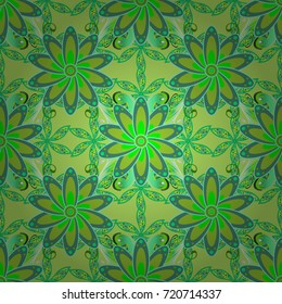 Vector texture for prints, fabric, wallpapers, textile. Embroidery floral seamless pattern. Colorful grunge flourish abstract background with cologreen, blue and neutral flowers.