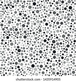 Vector texture of randomly arranged gray multilayer circles of various sizes and shades