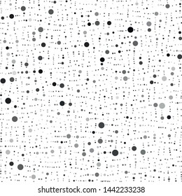 Vector texture of randomly arranged gray circles of various sizes and shades. Circles partially formed up vertically and horizontally